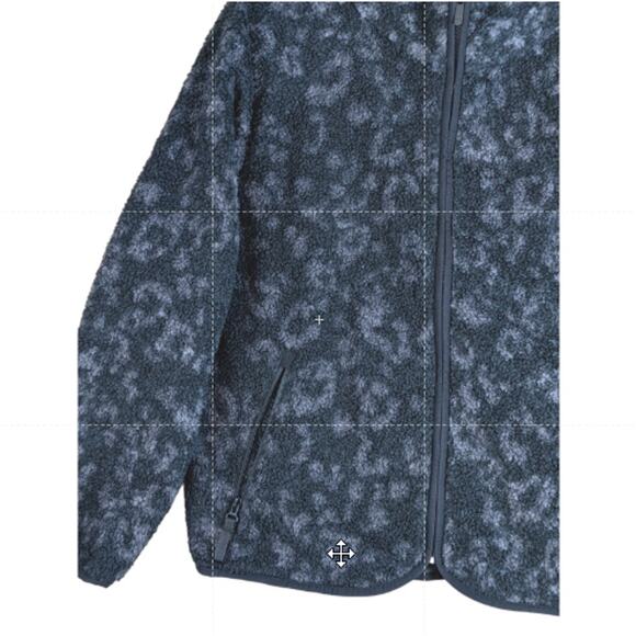 All in Motion Sherpa Animal Print Jacket Dark Gray S Zip Up Pockets Coat Casual - Picture 2 of 9